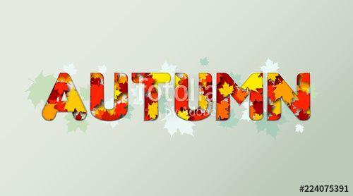 Red Maple Leaf of a Word Logo - Autumn design. Word of autumn from colorful maple leaves. Beautiful