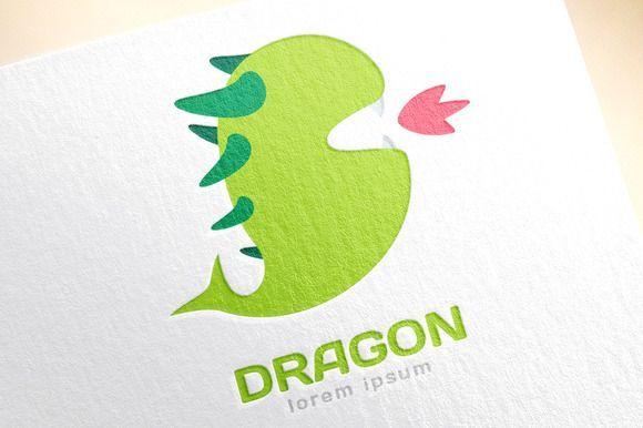 Cute Dragon Logo - Cute dragon silhouette logo icon by Vector-Stock on Creative Market ...