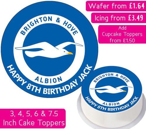 Brighton and Hove Albion Logo - Brighton & Hove Albion Football Personalised Cake Topper