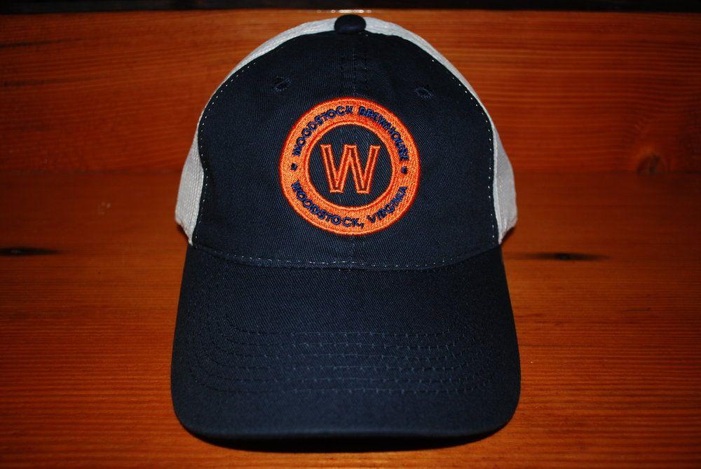 Orange and Navy Logo - Orange logo on navy Brewhouse hat — Woodstock Brewhouse