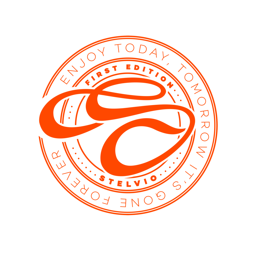 Orange and Navy Logo - First Edition Stelvio T Shirt Navy With Orange Logo