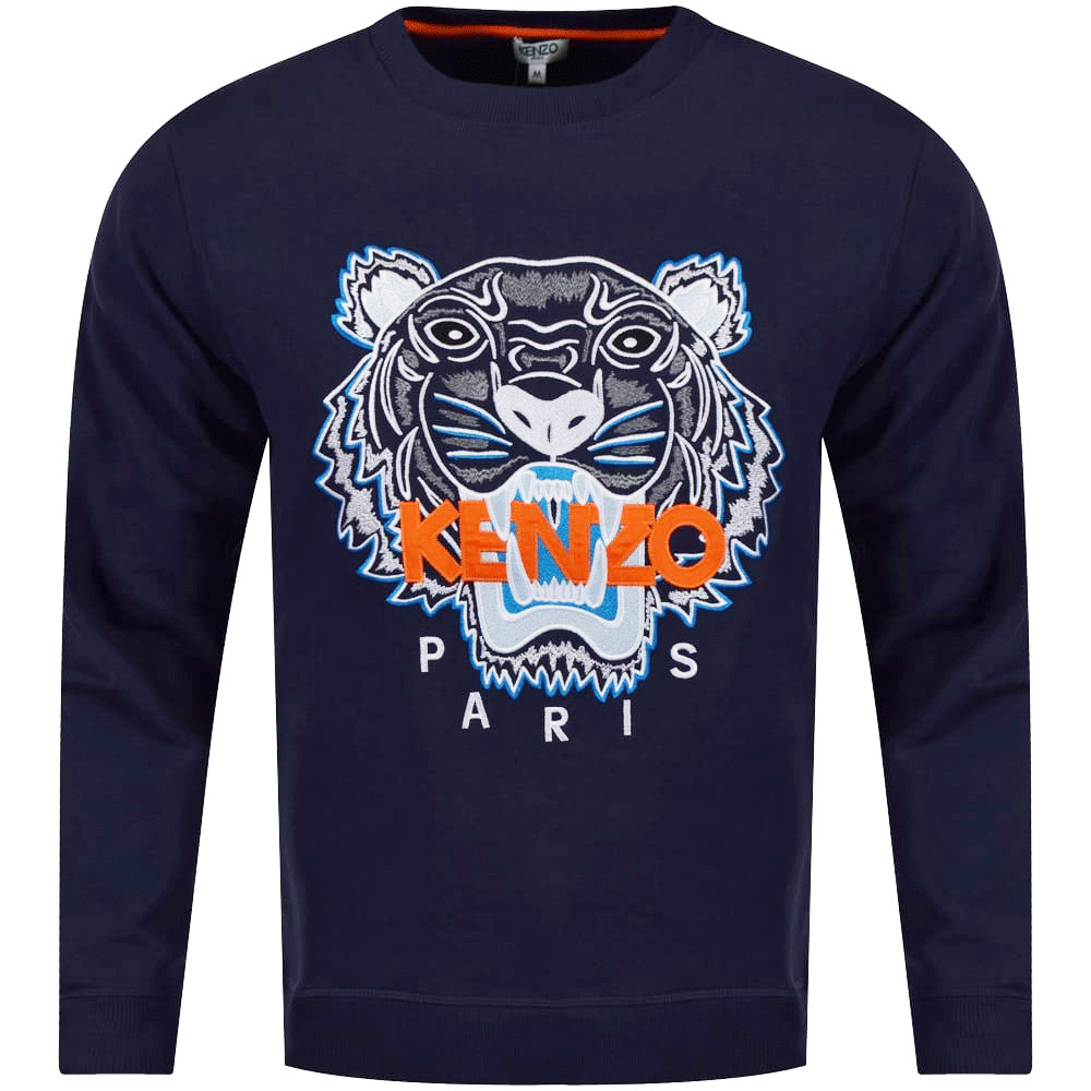Orange and Navy Logo - KENZO Kenzo Navy Orange Tiger Logo Sweatshirt