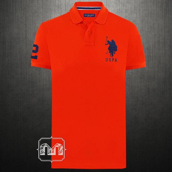 Orange Polo Logo - US Polo Assn Orange Pique Knit Polo Tshirt Navy Big Pony Logo ...
