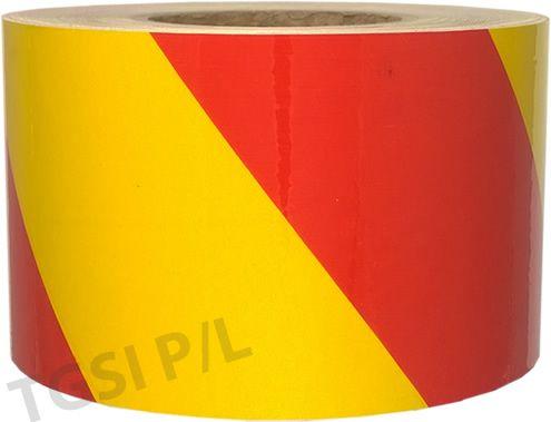 Red and Yellow Stripe Logo - Left hand chevron stripes reflective tape red yellow color class 2
