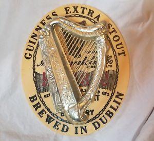 Old Guinness Harp Logo - VINTAGE GUINNESS EXTRA STOUT Brewed In Dublin Bar Sign Advertising