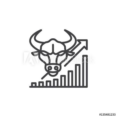 White Bull Logo - Stock market going up line icon, outline vector sign, linear ...