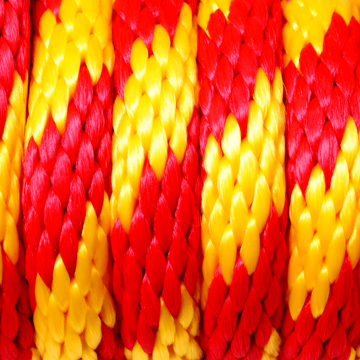 Red and Yellow Stripe Logo - 8 X 25ft Solid Braid Derby Line & Yellow Striped