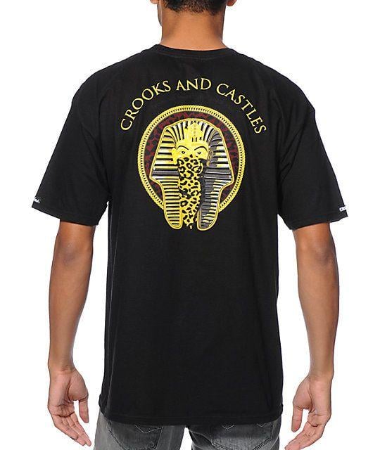 Crooks and Castles Pharaoh Logo - Crooks And Castles Pharaoh Leopard Black T Shirt