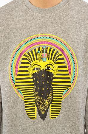 Crooks and Castles Pharaoh Logo - CROOKS AND CASTLES THE PHAROAH CREW SWEATSHIRT IN SPECKLE GREY