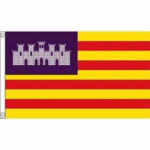 Red and Yellow Stripe Logo - BALEARIC FLAG IN 5X3 WITH PURPLE CREST, RED YELLOW STRIPE, SPANISH ...