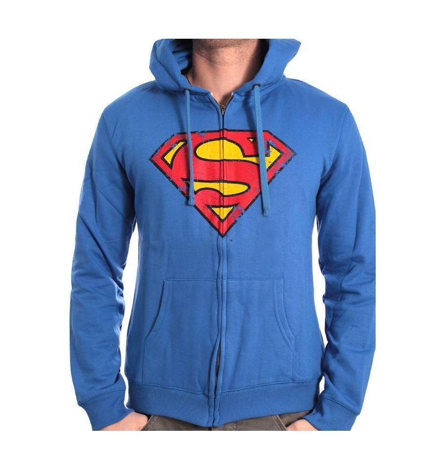 Superman Grunge Logo - Superman DC Comics Zip Sweatshirt - Grunge Logo