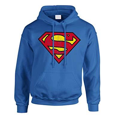 Superman Grunge Logo - HOODIE SWEAT MEN KID UNISEX JUSTICE LEAGUE OF AMERICA SUPERMAN LOGO ...