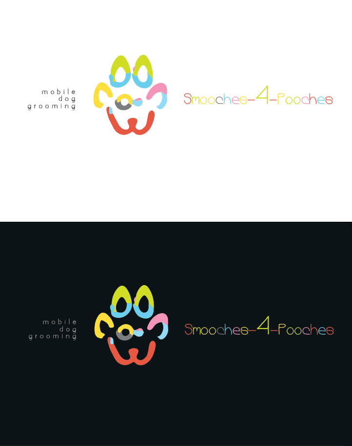 Colorful Dog Logo - Colorful, Bold, Pet Care Logo Design for Smooches-4-Pooches Mobile ...