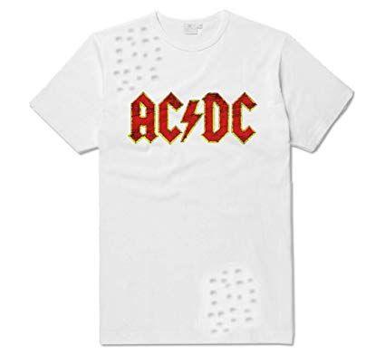 Vintage AC Logo - AC/DC Official Unisex White T Shirt ACDC Classic Vintage 'Holes ...