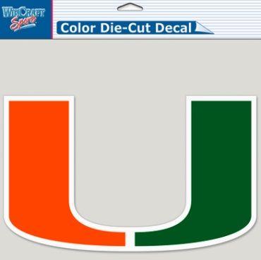 Orange and Green Logo - Miami Hurricanes Die Cut Orange/Green U Logo UM Canes Decal 8x8