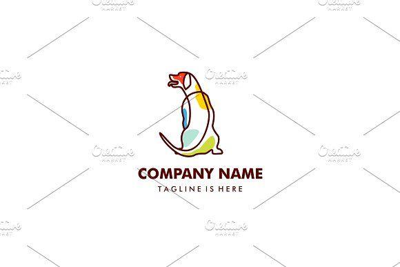 Colorful Dog Logo - sitting dog outline monoline logo ~ Logo Templates ~ Creative Market