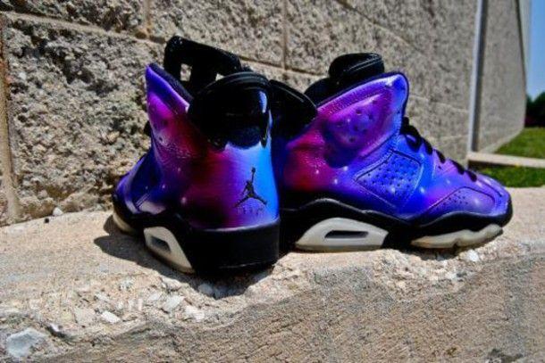 Dope Galaxy Jordan Logo - shoes, girly, dope, jordan custom, retro, galaxy print, purple