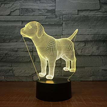 Colorful Dog Logo - Kaxima LED Night Light 3D Pet dog logo Colorful gradient small table