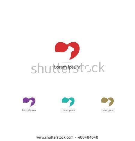 Colorful Dog Logo - Dog logo, colorful animal vector, dog in heart, bull dog