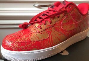 Red and Gold Nike Logo - New NIKE AIR FORCE 1 LOW CHINESE NEW YEAR ID Red Gold White Off RARE