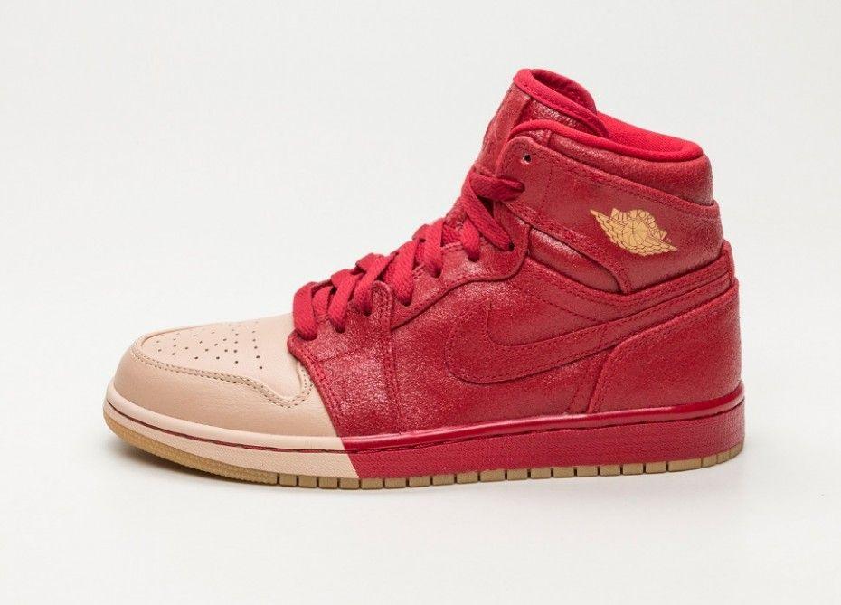 Red and Gold Nike Logo - Nike Wmns Air Jordan 1 Retro High Prem *Dipped Pack* (Gym Red ...