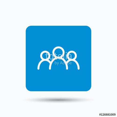 People in Blue Square Logo - People icon. Group of humans sign. Team work symbol. Blue square
