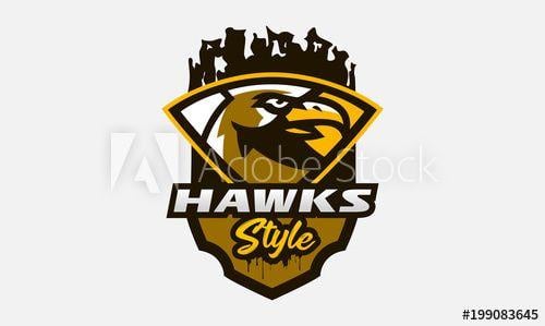 Flying Shield Logo - Colorful logo, sticker, emblem of a hawk head. Flying bird, hunter ...