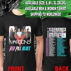 Red Maroon 5 Logo - Maroon 5 V Five Red Pill Blues Tour Dates 2018 rare Logo T-shirt ...
