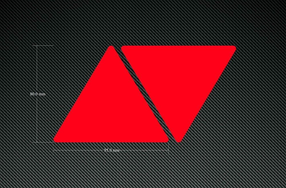2 Red Triangles Logo - 2 x RED FLUORESCENT TRIANGLE STICKERS 95mm x 80mm - WARNING - BIKES ...
