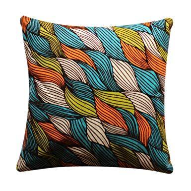 Blue Orange Green Leaf Logo - Beautiful Abstract Leaf Print Colourful 17 x 17 Cushion Cover