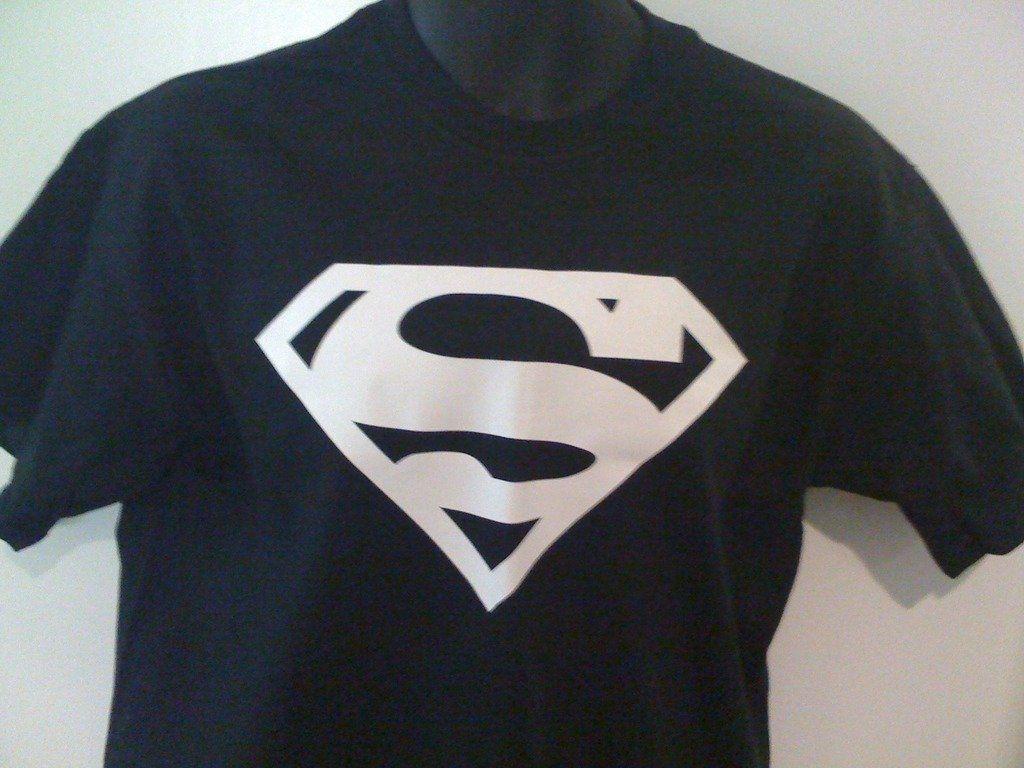 Black Plain Logo - Superman White Classic Plain Logo Black Tshirt
