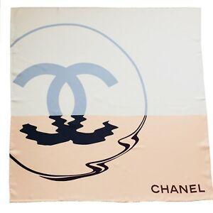 Big Chanel Logo - NEW AUTHENTIC CHANEL BIG LOGO GEOMETRIC MULTI PRINT IVORY/PEACH 100 ...