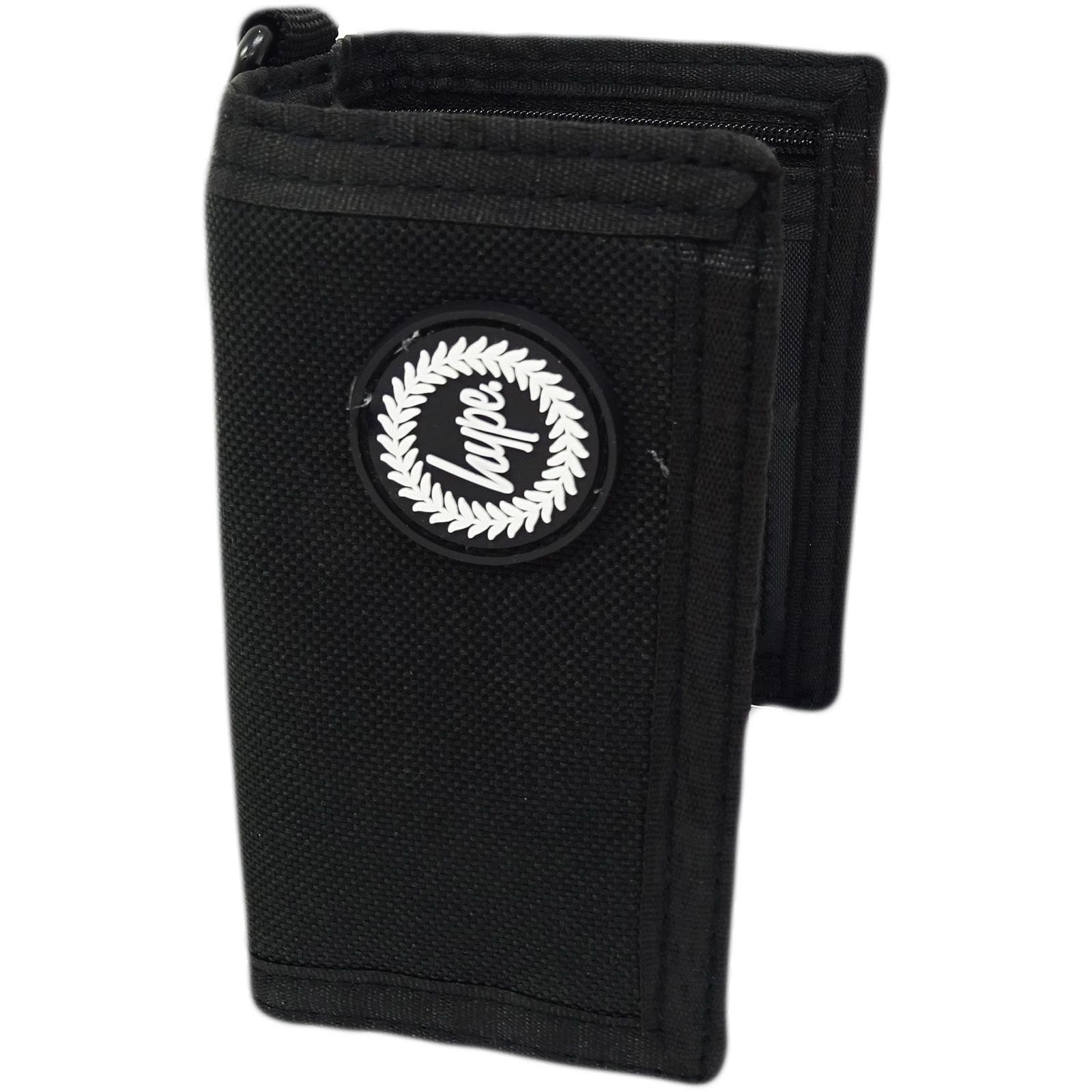 Black Plain Logo - Hype Black Plain Tri Fold Wallet / Card, Note Holder Rubberised Logo