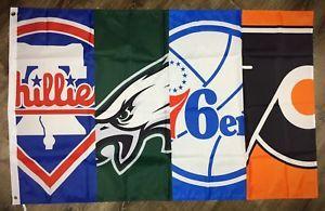 Eagles Phillies Flyers 76Ers Logo - Philadelphia Eagles 76ers Flyers Phillies Flag 3x5 ft Sports Banner ...