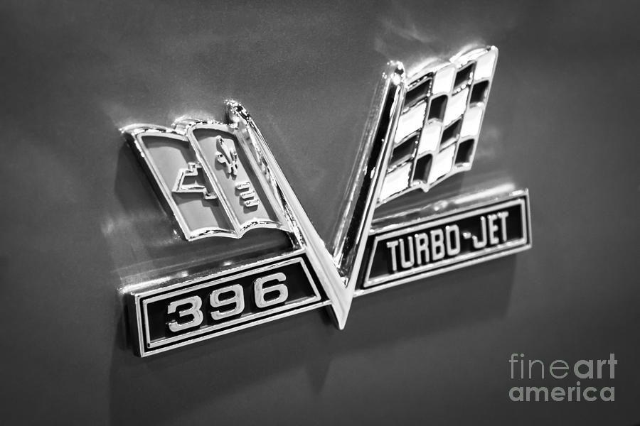 Turbo Jet Logo - Chevy 396 Turbo-jet Emblem Black And White Picture Photograph by ...