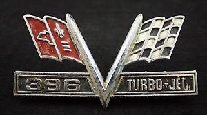 Turbo Jet Logo - Vintage Chevy 396 Turbo-Jet Fender Emblem Logo Rat Rod | eBay
