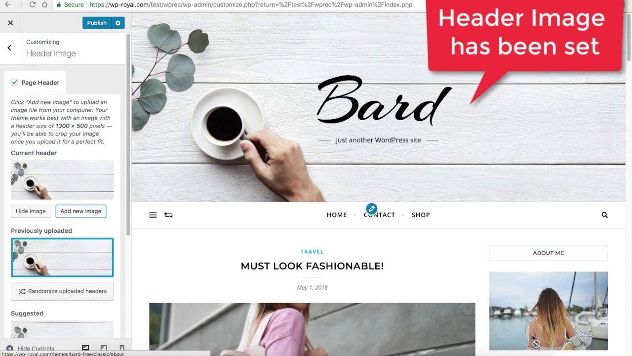 About.me Page for Header Logo - How to setup Page Header & Body Background Images in the Bard Free ...