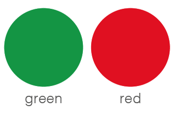 Red and Green Circle Logo - designing scientific figures for color blind people to make them