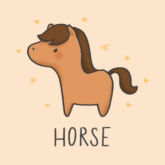 Cute Horse Logo - Cute horse cartoon hand drawn style Vector | Premium Download