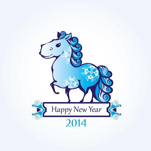 Cute Horse Logo - 2014 Year of the horse cute design vector 02 free download