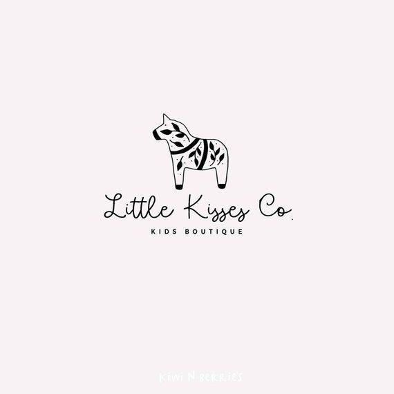 Cute Horse Logo - Dala horse logo Premade logo design Kids boutique logo