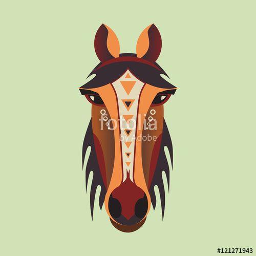 Cute Horse Logo - Flat style illustration of a horse. Geometric horse head. Cute