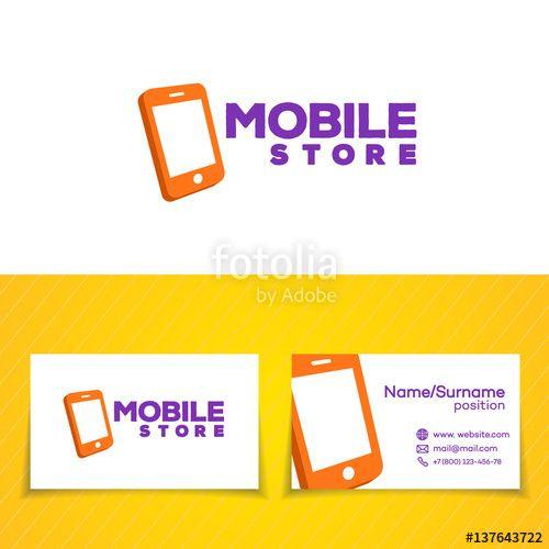Yellow Phone Logo - Mobile store logo template set with phone on white background can ...