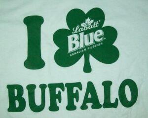 White and Blue Buffalo Logo - Labatt Blue Buffalo NY White w/Green Shamrock St. Patricks Day T ...