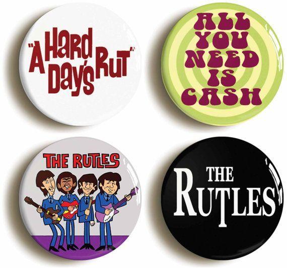 The Rutles Logo - Set of four The Rutles badges buttons pins Neil