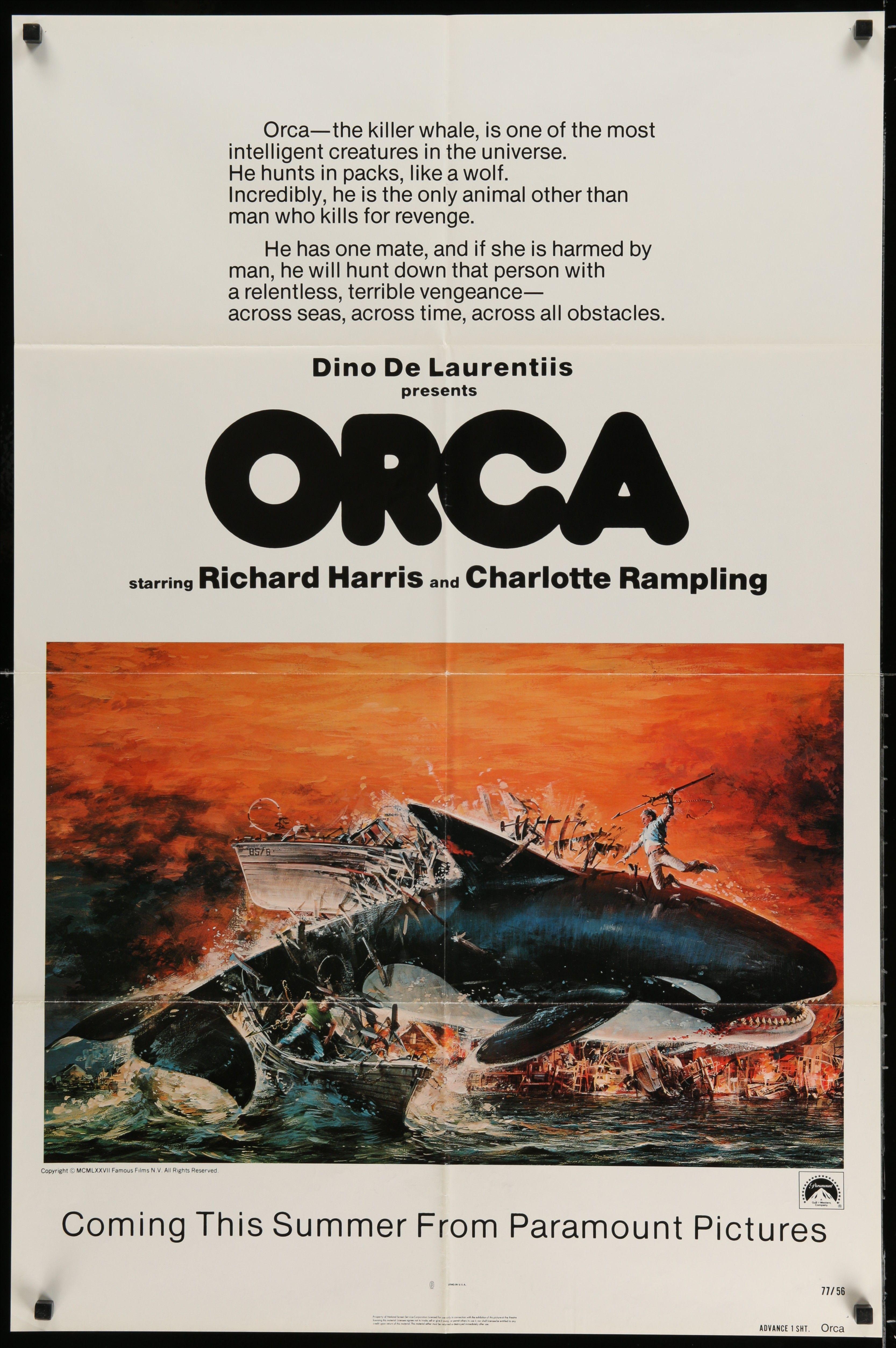 Orca Movie Logo - ORCA Movie Poster 29x41 in. USA - 1977 - Michael Anderson ...