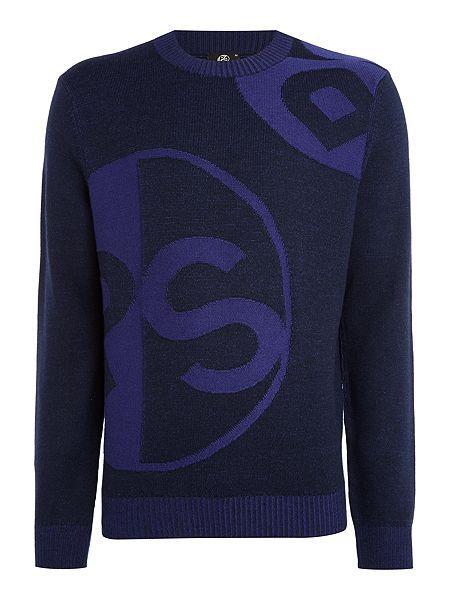 Blue PS Logo - Blue Knitwear - All over PS logo knitted jumper D713762 - PS By Paul ...