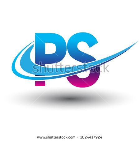 Blue PS Logo - initial letter PS logotype company name colored blue and magenta ...
