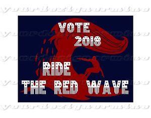 Trump Red Wave Logo - RIDE THE RED WAVE Trump Hair Surfer metal print yard sign Vote ...
