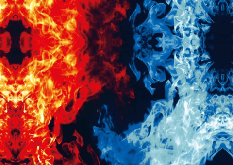 Red Blue Flame Logo - FLM041 & Blue Flames (50cm)